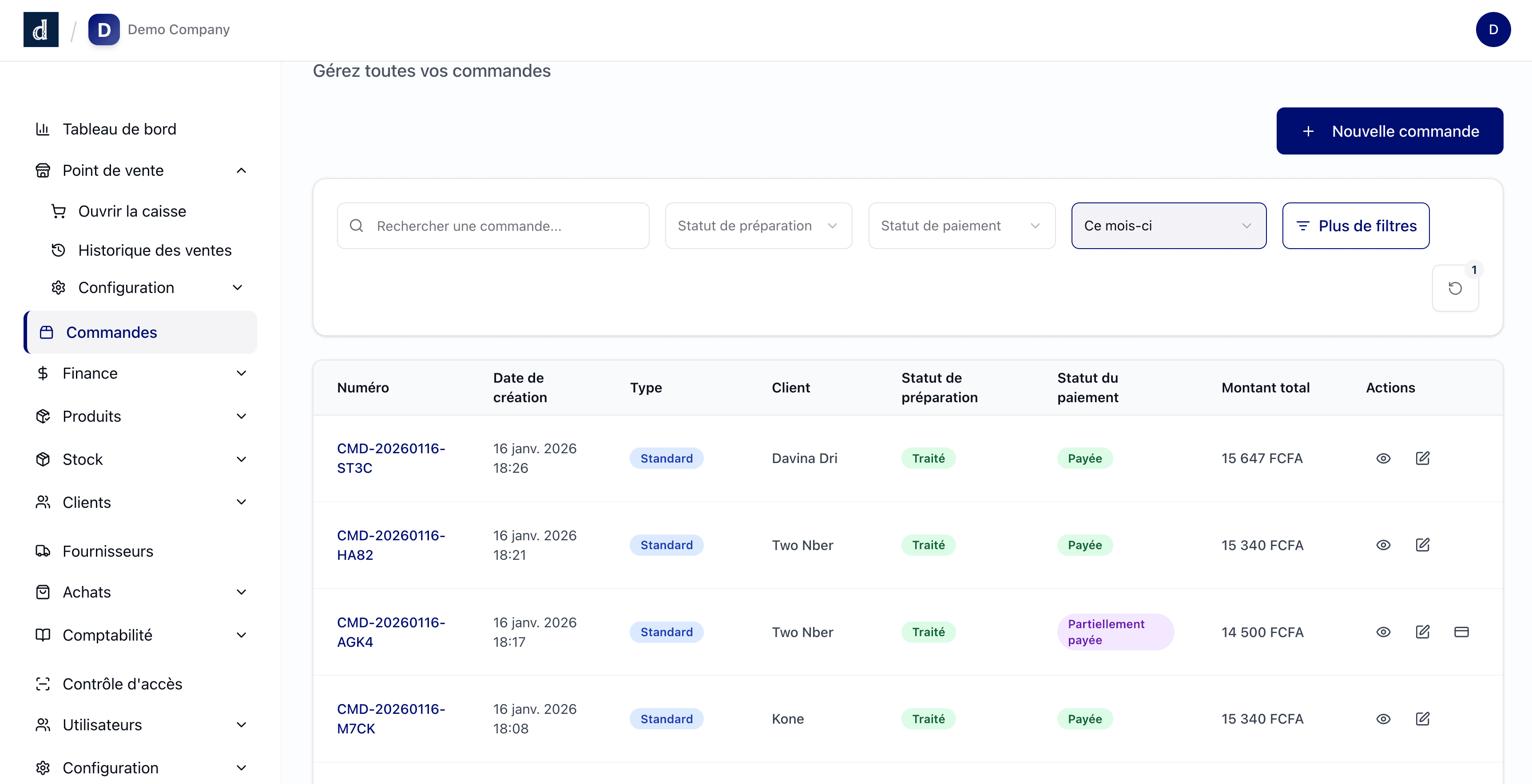 Gestion des commandes DODJI